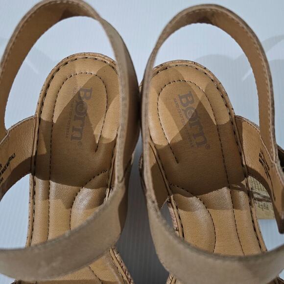 NEW Born Lenore Sandal Womens Size 10 Natural Tan Leather Wedge Platform - Picture 7 of 14